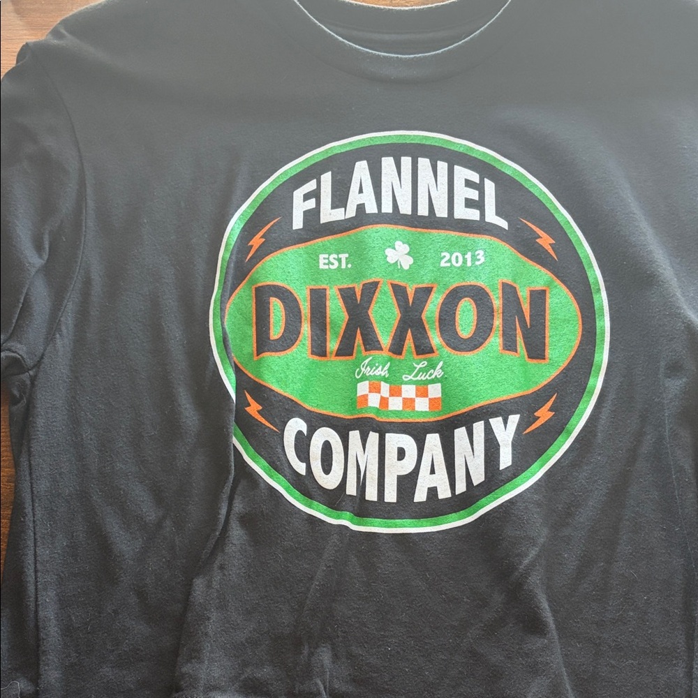 DIXXON Black Tee with Green and Orange Logo